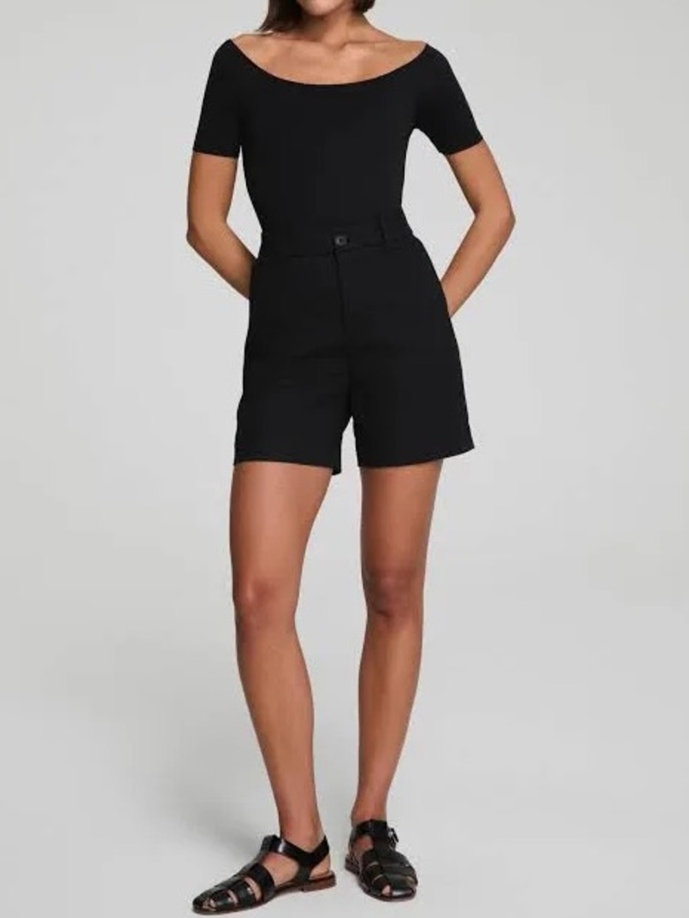 NWT Spanx Stretch Twill 7” Shorts Classic Black XL Tummy Control